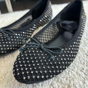 Call it Spring Crystal Black Studded Ballet Flats